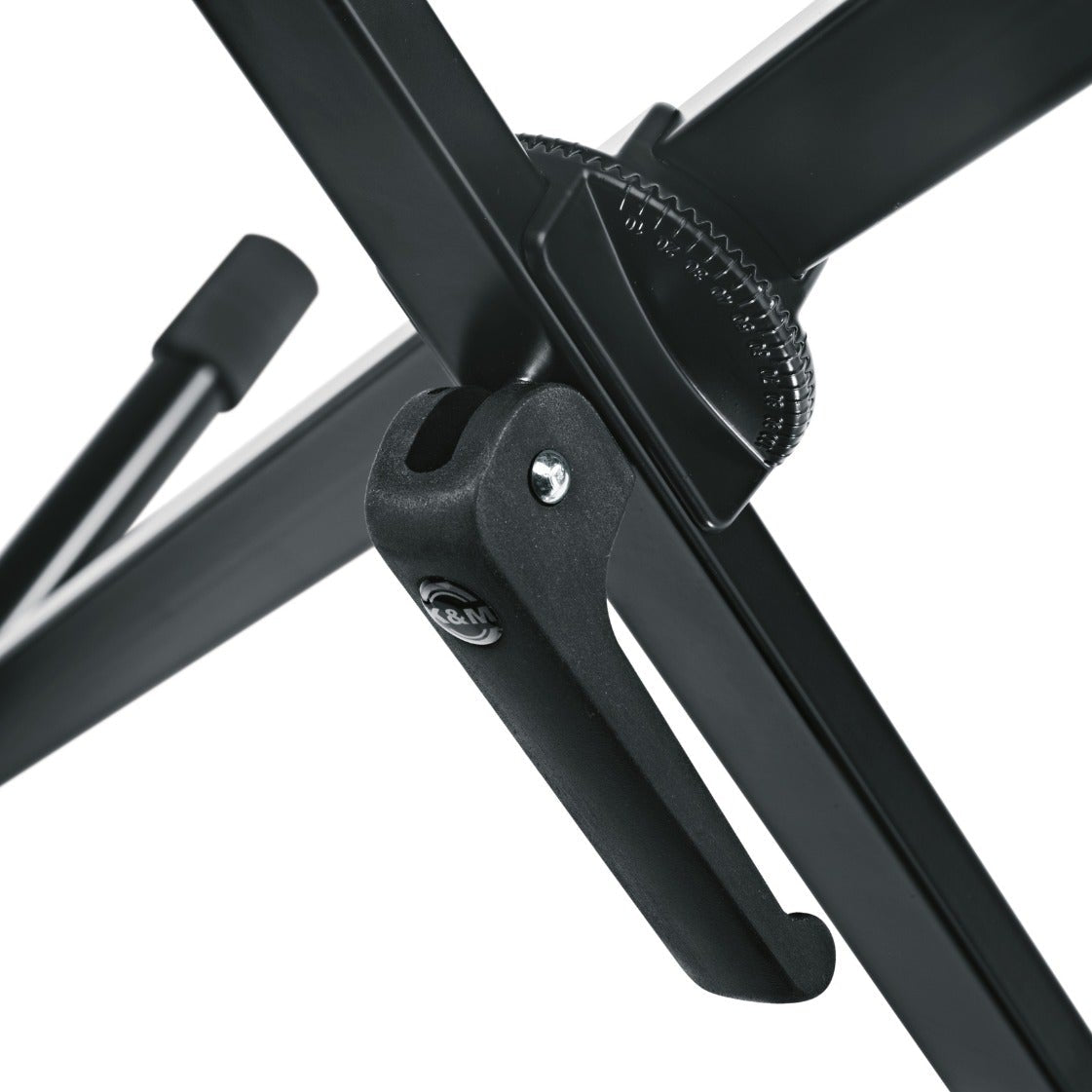 K&M 18933 keyboard stand with adjustable height and sturdy metal frame, suitable for supporting electronic keyboards.