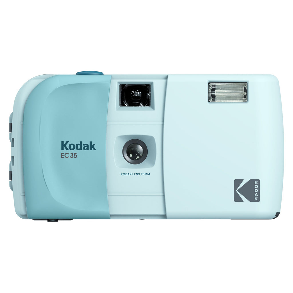 Kodak EC35 film camera in Powder Blue, front view
