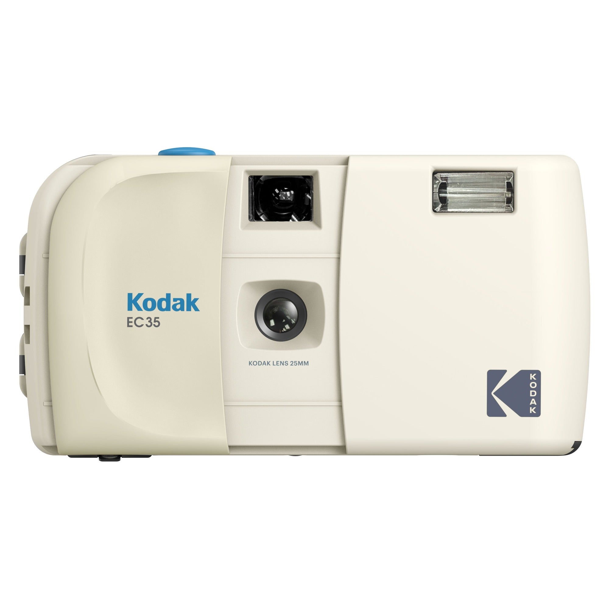 Kodak EC35 film camera in Vanilla White, front view