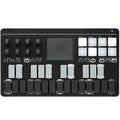 Korg nanoKEY Studio MIDI keyboard with compact design, black keys, and integrated control buttons for music production.