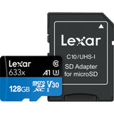 Lexar 633X microSDHC/SDXC (V30) R95/W45 128GB Memory Card (With Adapter)