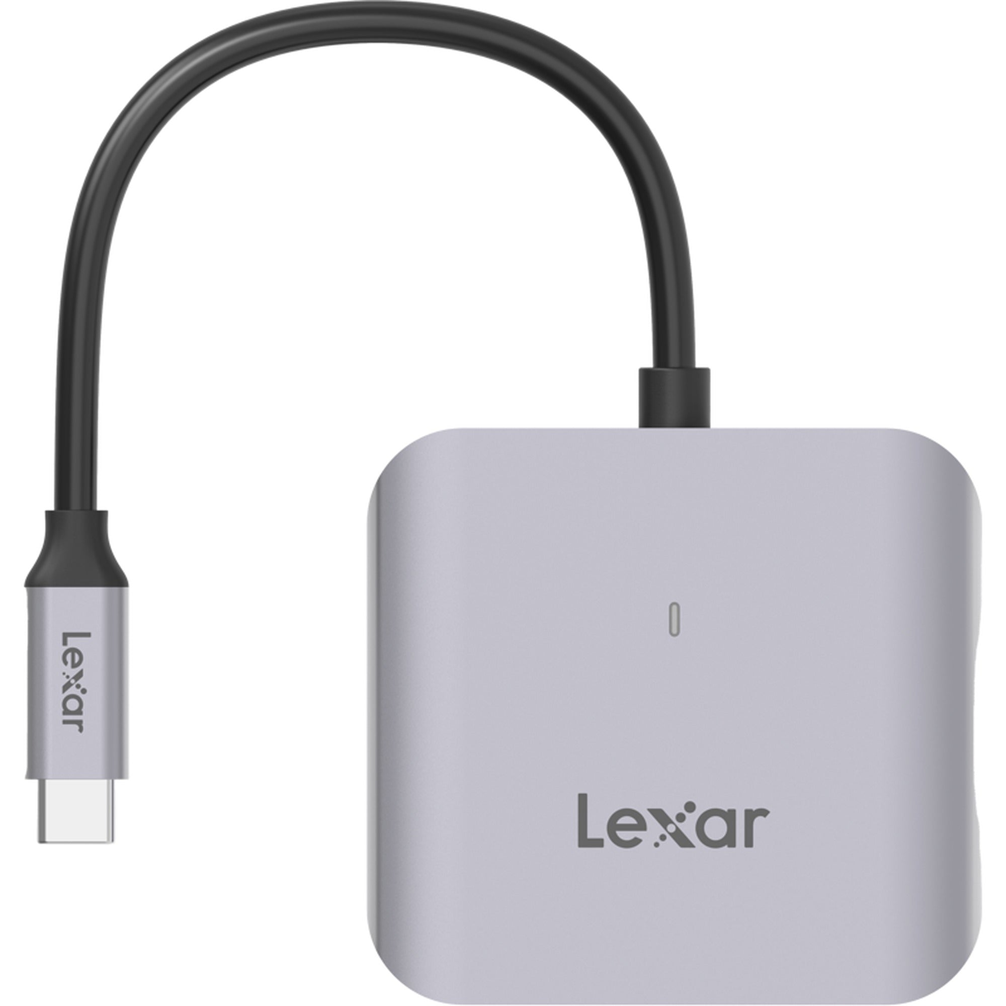 Lexar CFexpress Type B Card Reader LRW510U with USB-A and USB-C ports for fast data transfer from memory cards.