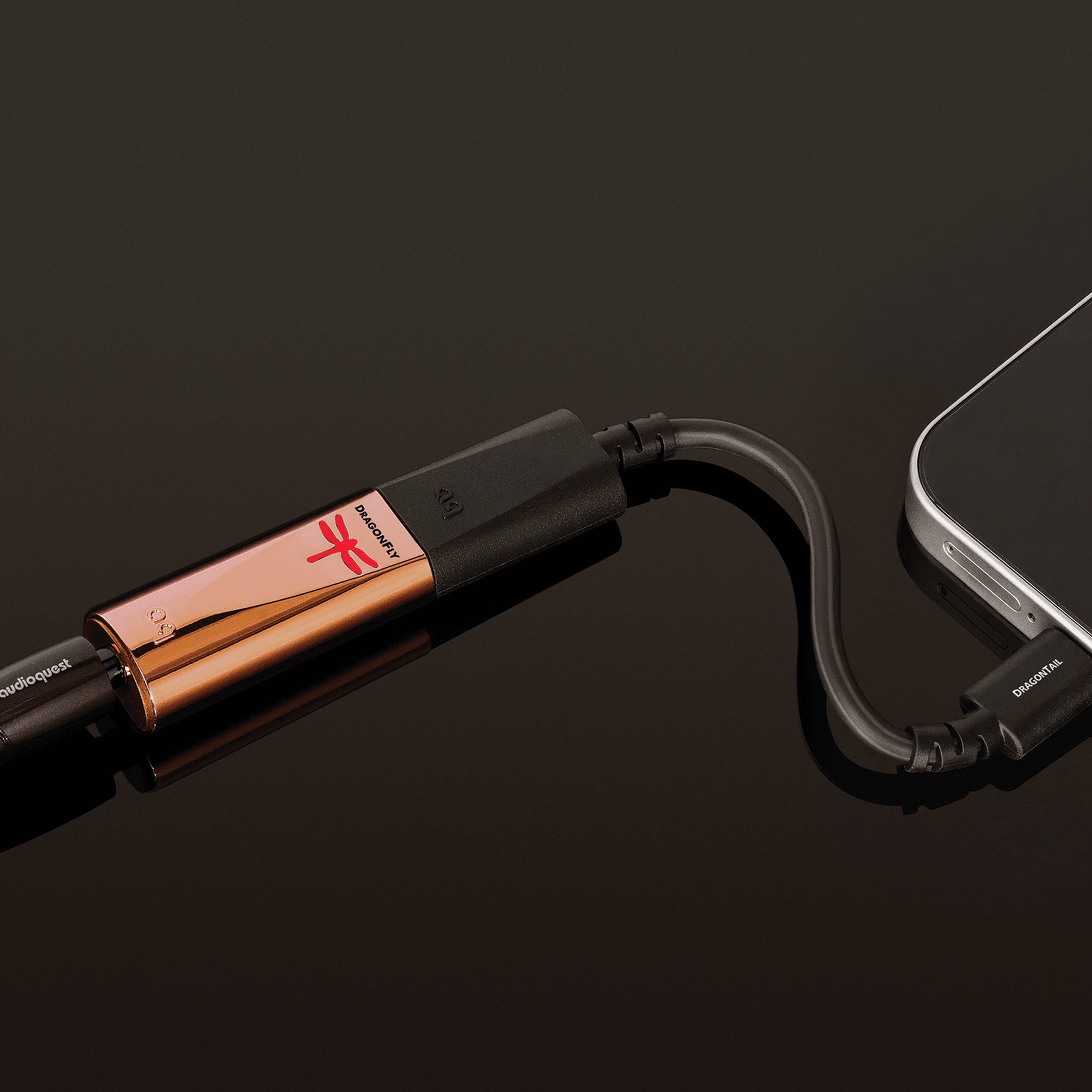 AudioQuest DragonFly Copper connected to a smartphone