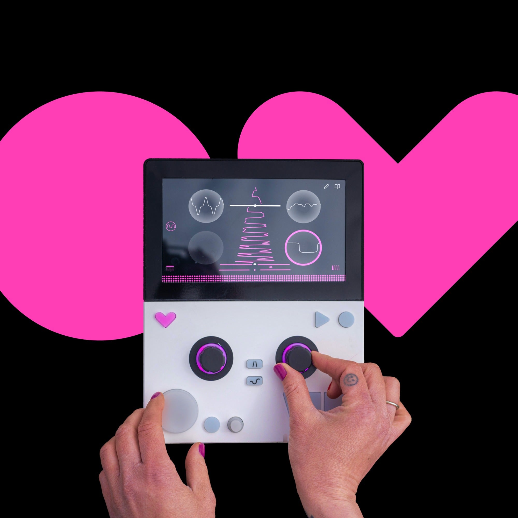 LOVE Synthesizers First Love played by hand on its touchscreen