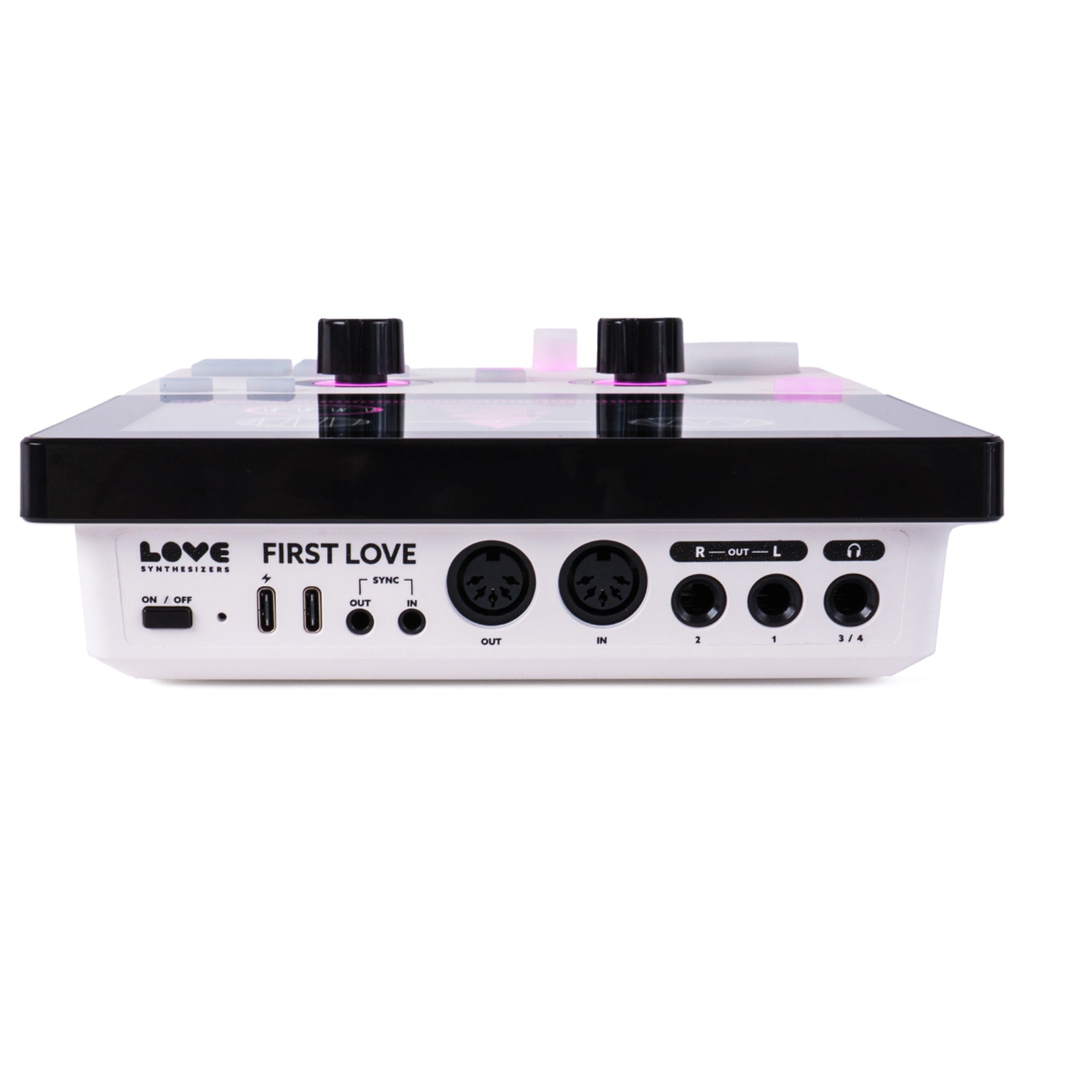 LOVE Synthesizers First Love, White, rear panel connections