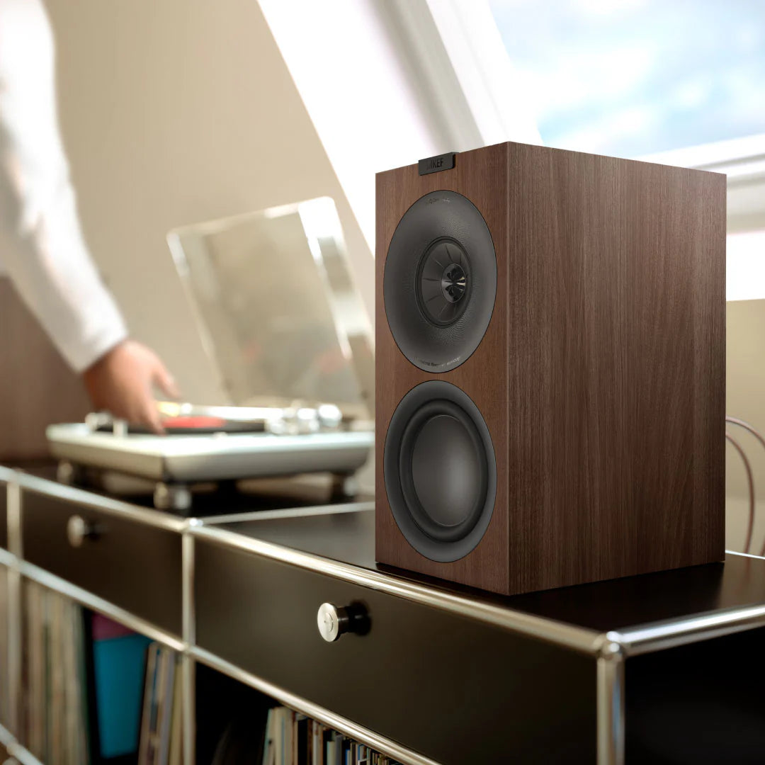 KEF Q3 Meta passive bookshelf speakers with sleek black finish and compact design, ideal for home audio systems