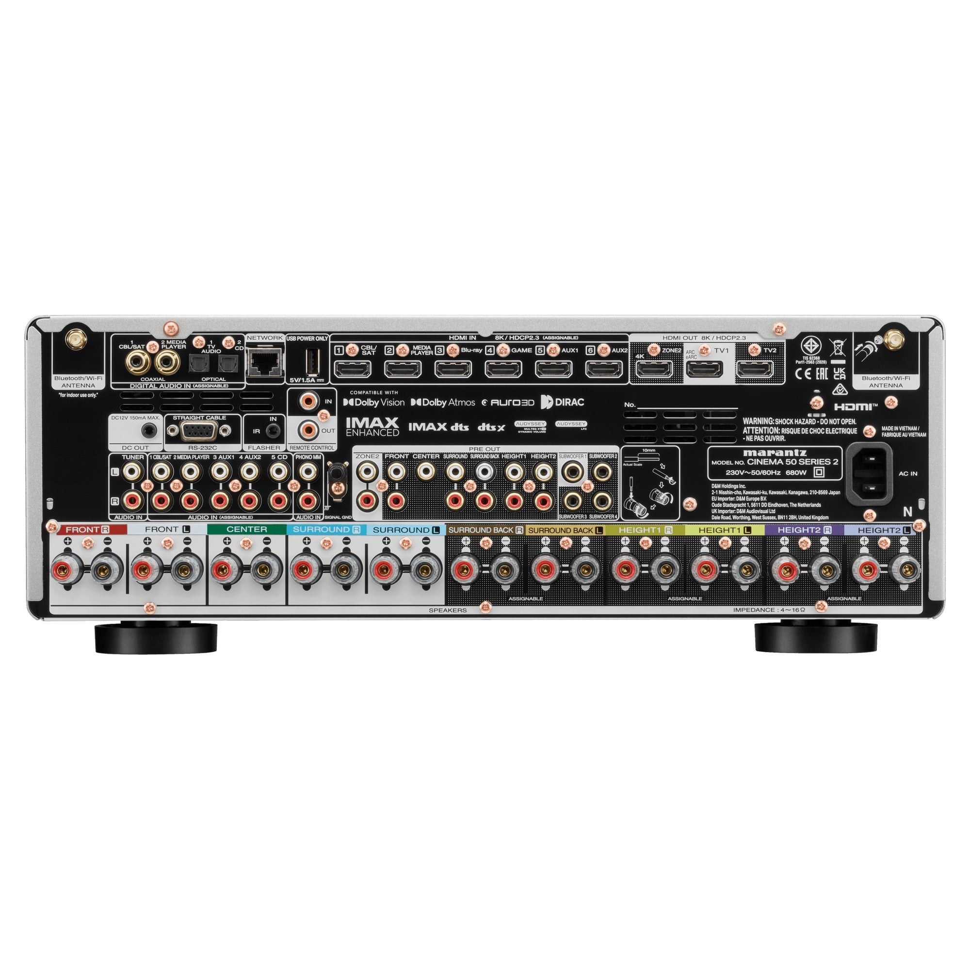 Marantz CINEMA 50 Series 2, Silver Gold, rear connections