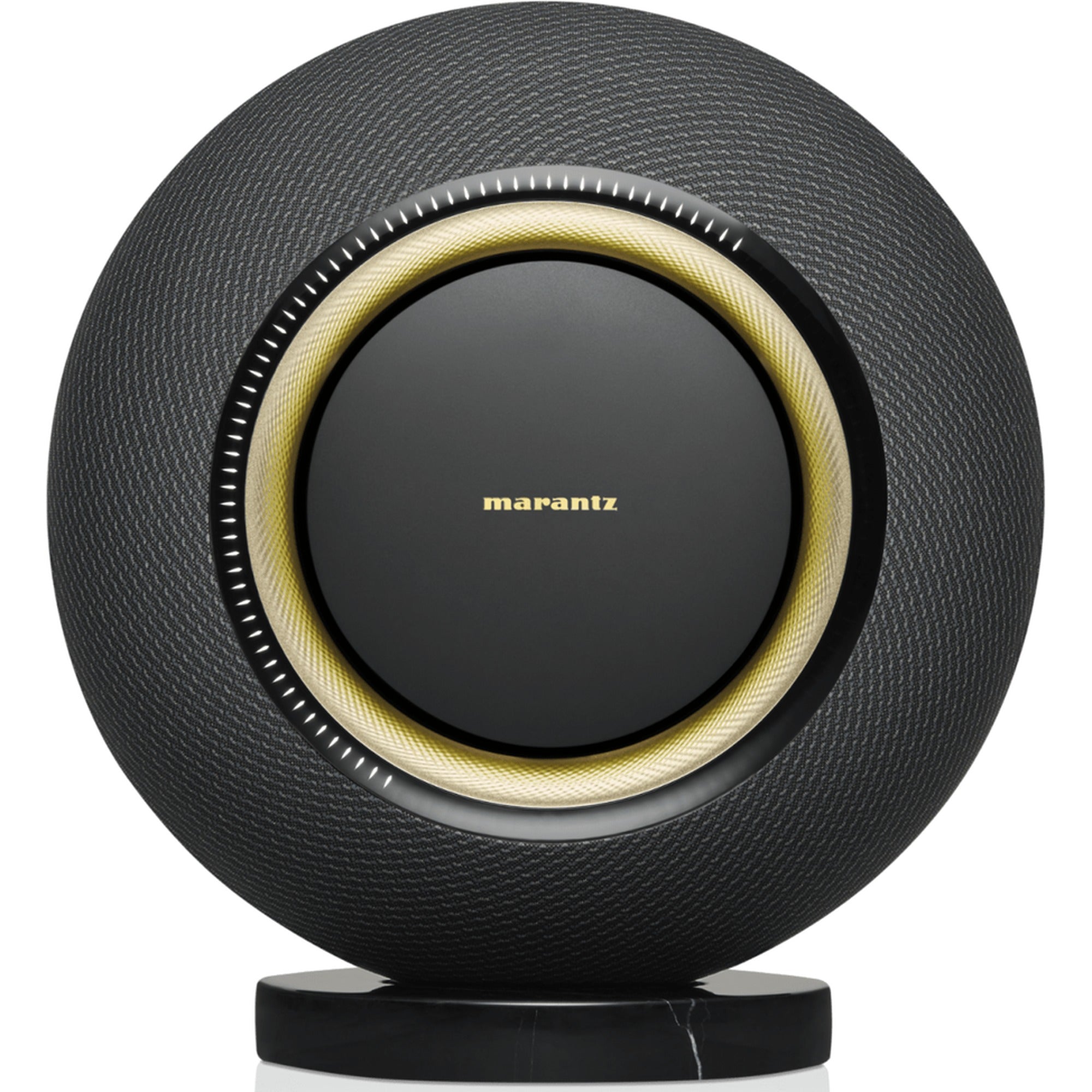 Marantz Horizon wireless speakers in sleek black finish, featuring modern design and multiple connectivity options.