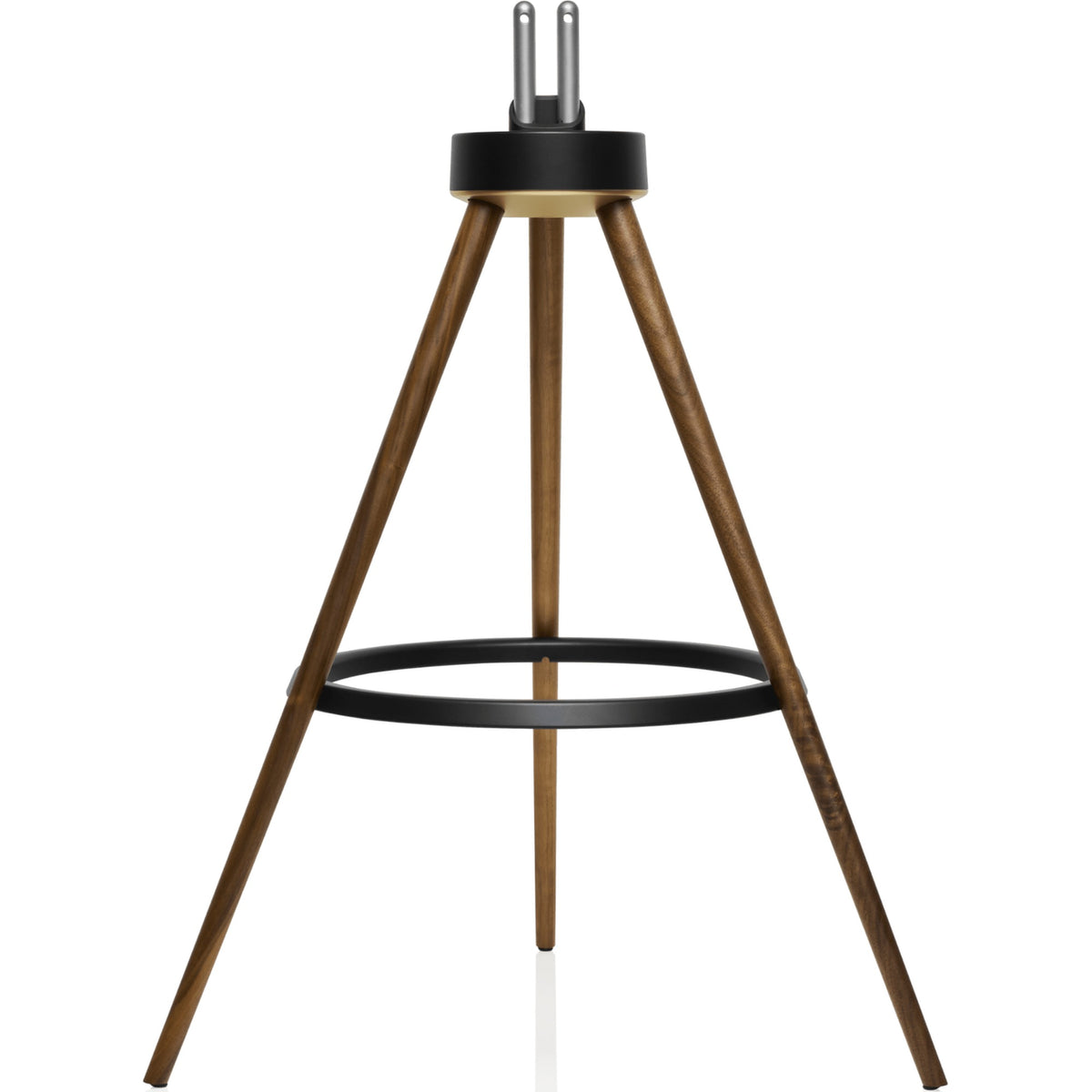 Marantz Horizon Tripod speaker stands in American Walnut finish, showcasing sleek wooden design for home audio setup.