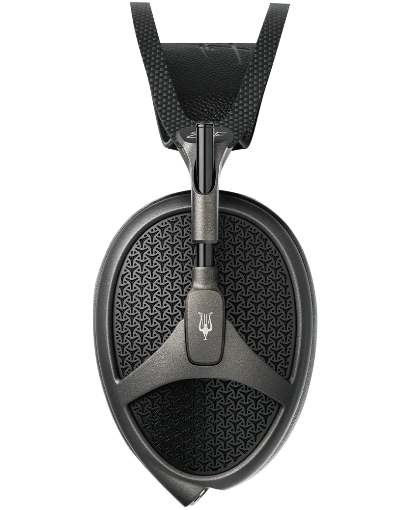 Meze Audio Elite Tungsten wired headphones with sleek design and over-ear cups, shown in a close-up view.