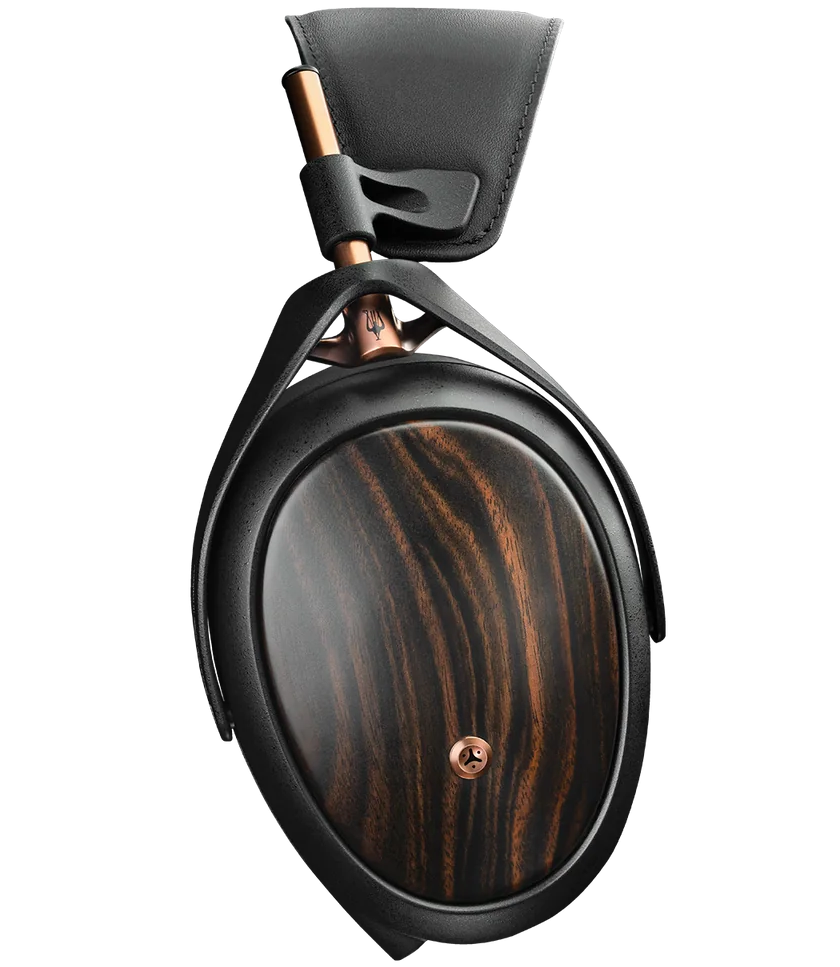 Meze Audio Liric wired headphones with sleek design and cushioned ear cups, shown from a side angle.