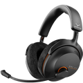 Black Beyerdynamic MMX 230 Wireless gaming headphones with over-ear design, adjustable headband, and built-in microphone.