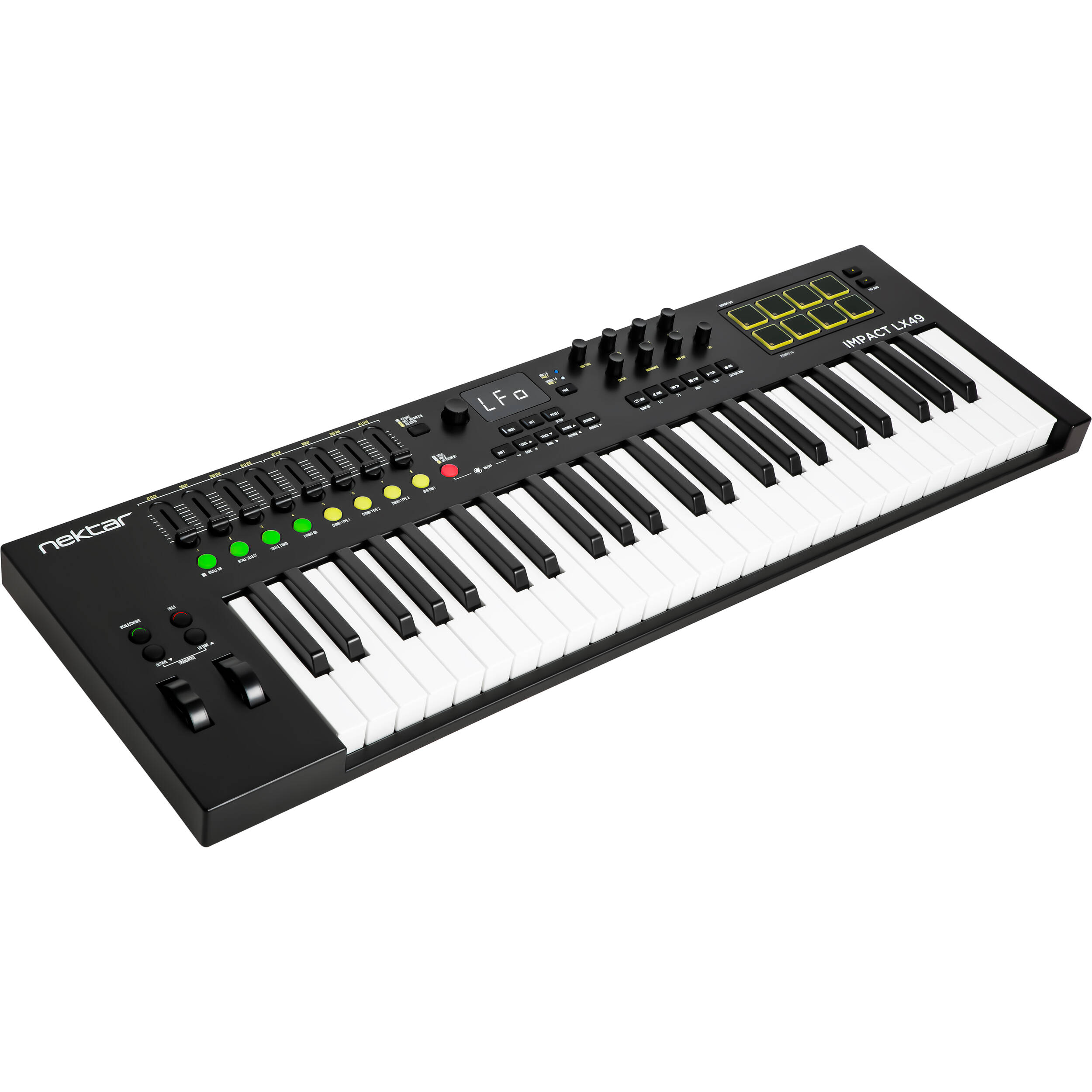 Nektar Impact LX49 MK3 MIDI keyboard, top view