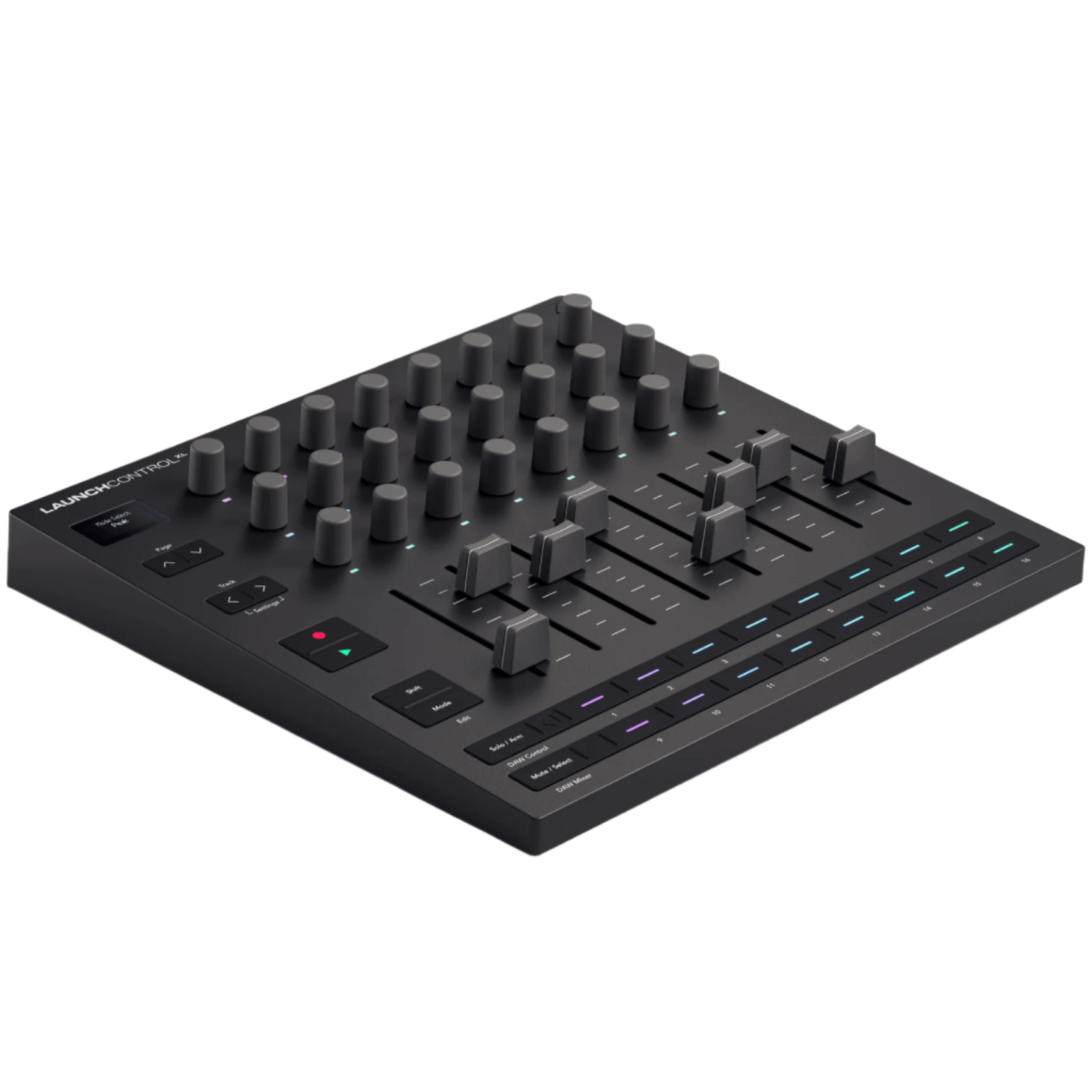 Novation Launch Control XL MK3 MIDI controller, angled view