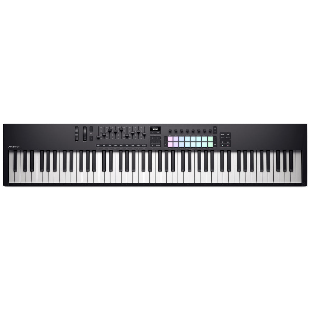 Novation Launchkey 88 MK4, top view of the full 88-key layout