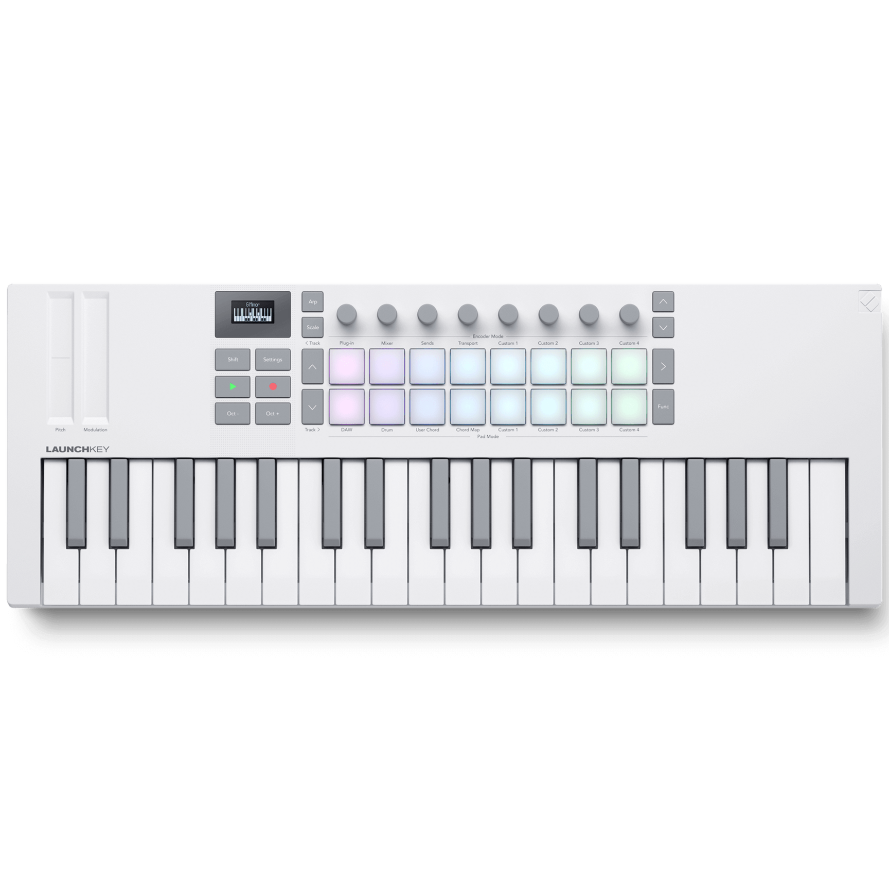 Novation Launchkey Mini 37 MK4 MIDI keyboard, in white