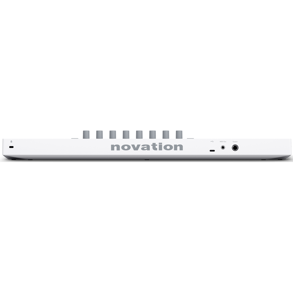 Novation Launchkey Mini 37 MK4 MIDI keyboard, in white, rear view