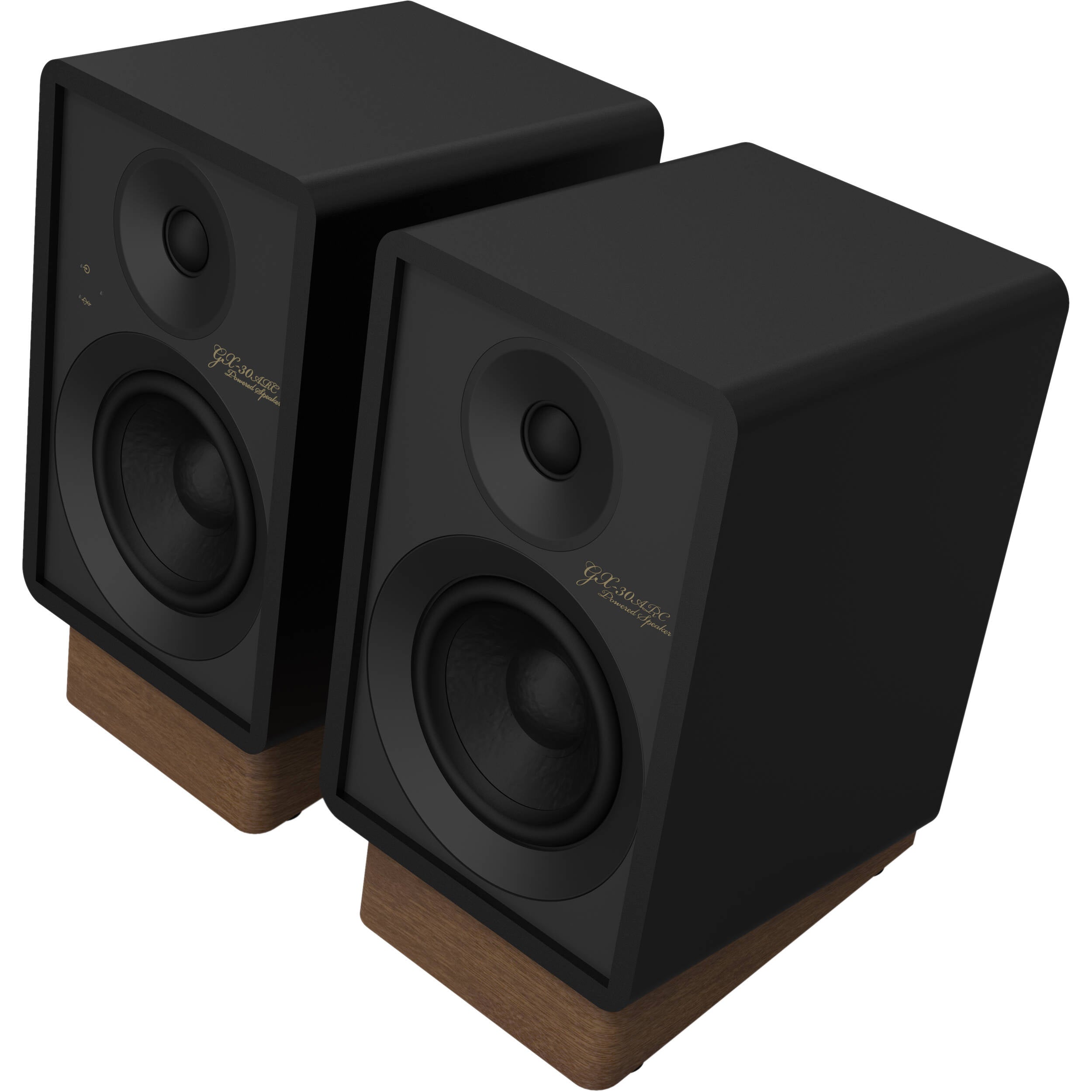 Onkyo GX-30ARC desktop speakers, in black, lifestyle setting