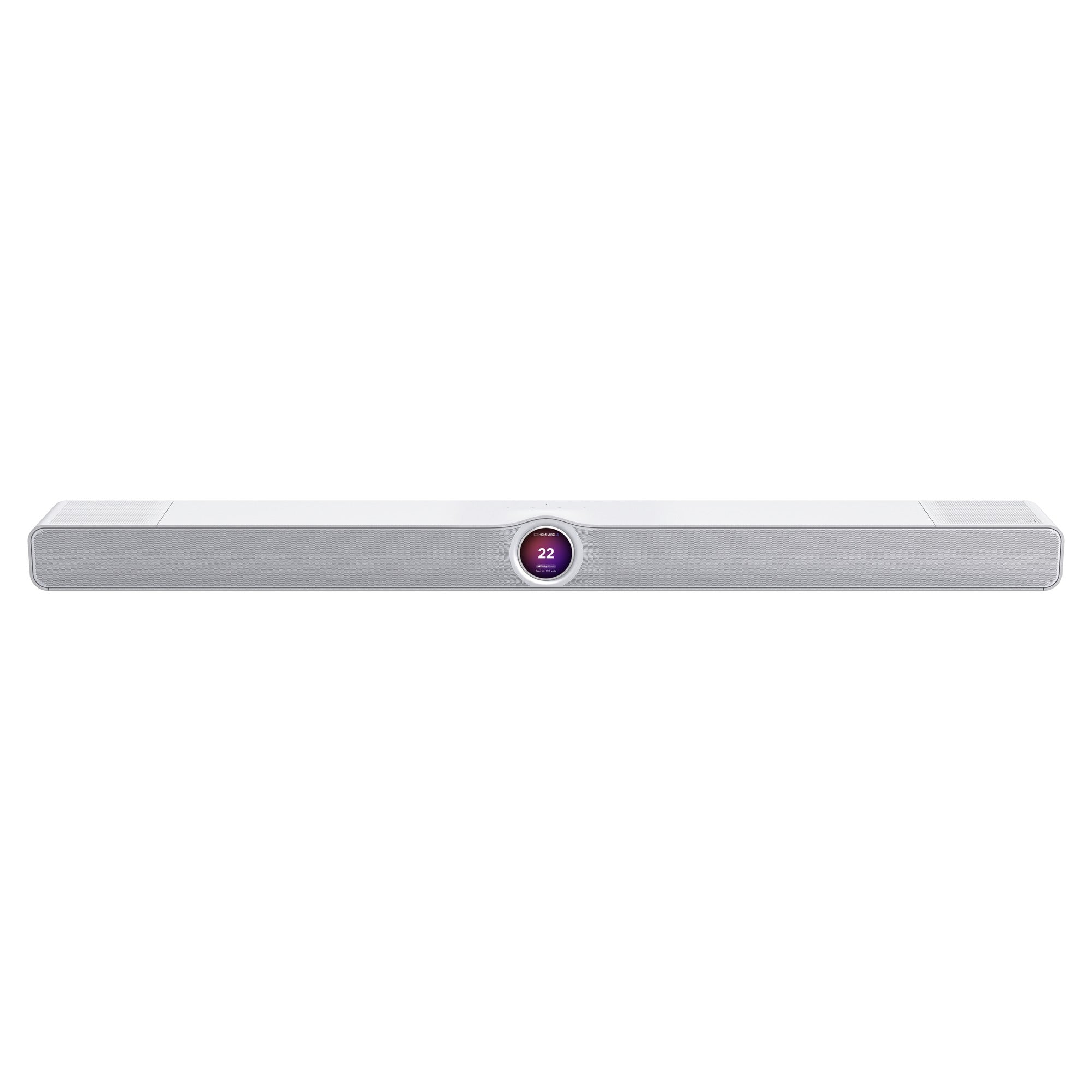 WiiM Bar Matte White front view with touch display