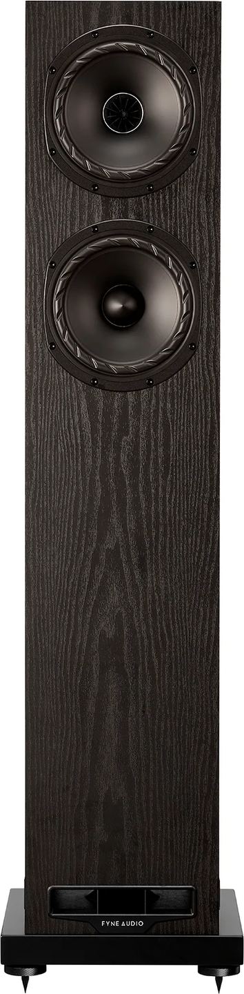 Fyne Audio F501E passive floorstanding speakers with sleek black finish and elegant design for high-quality home audio.