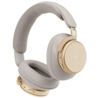 Bang & Olufsen Beoplay H100 wireless headphones in hourglass sand color, showing sleek over-ear design from a side perspective