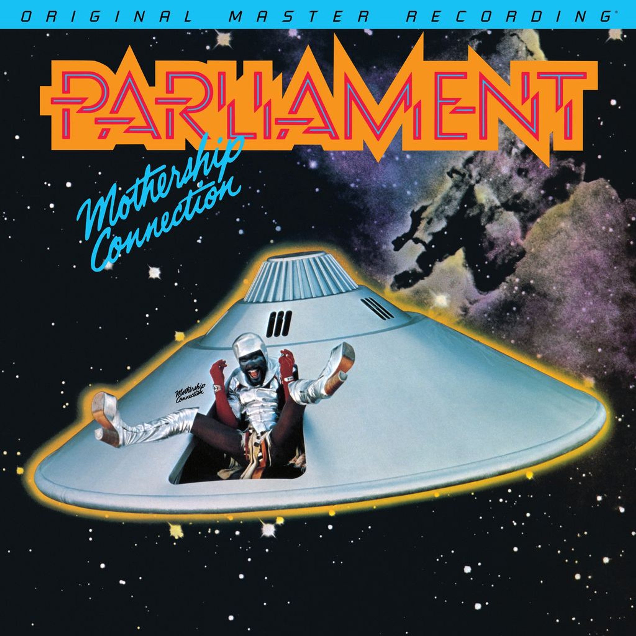Mobile Fidelity Sound Lab vinyl of Parliament's Mothership Connection album featuring black 2LP set with colorful album art.
