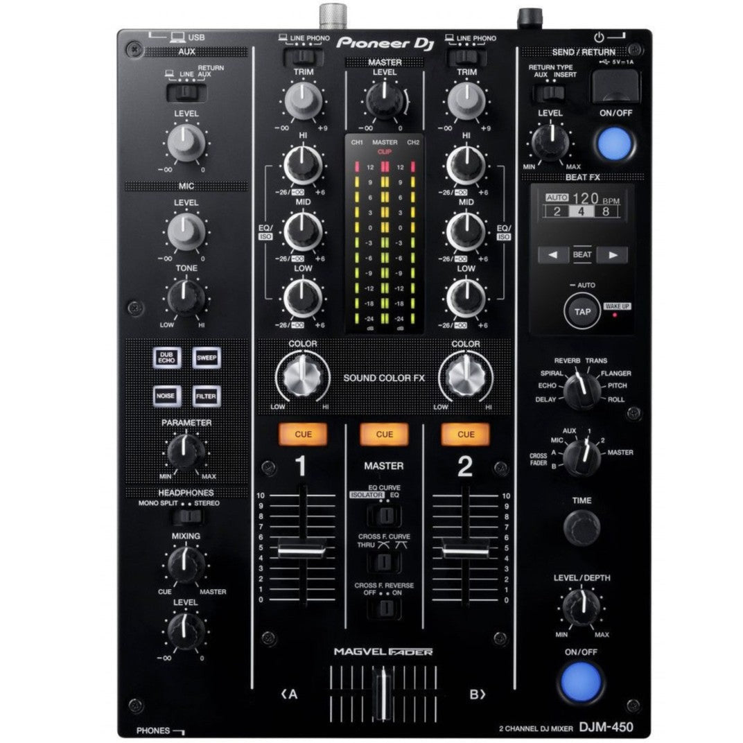 Pioneer DJ M-450 dj mixers, close up