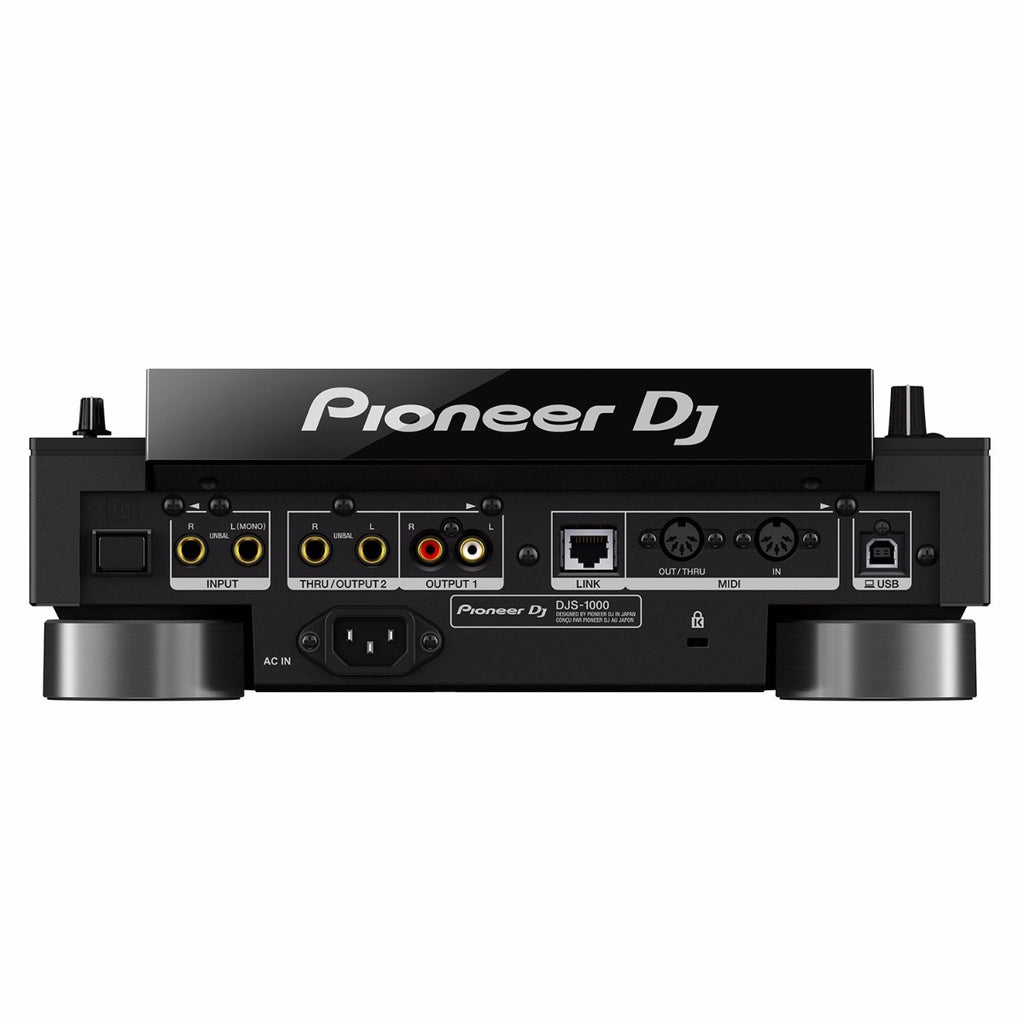 Pioneer DJ DJS-1000 DJ sampler media player with touch interface and controls, used by DJs for live music mixing.