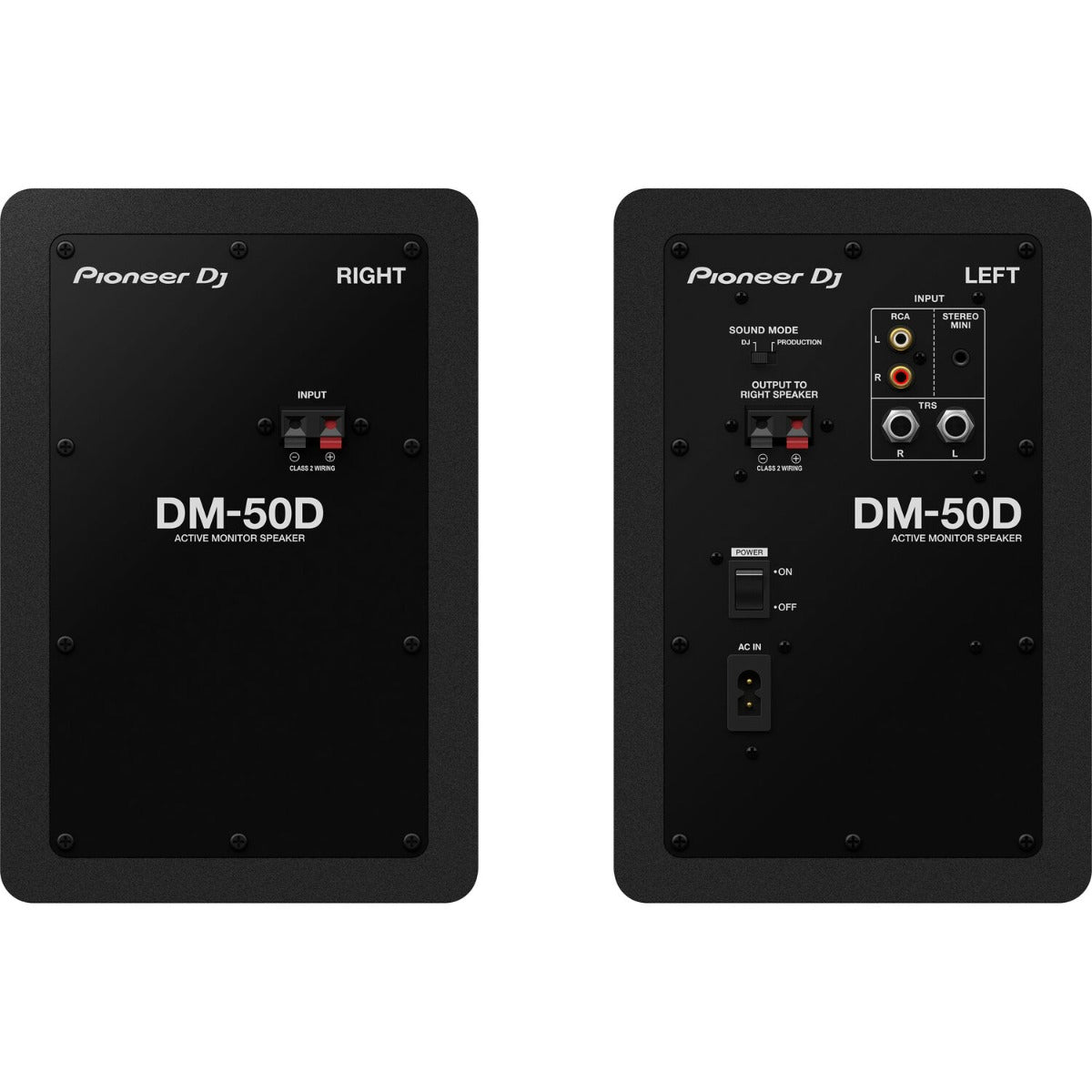 Pioneer DJ DM-50D desktop speakers, controls detail, black