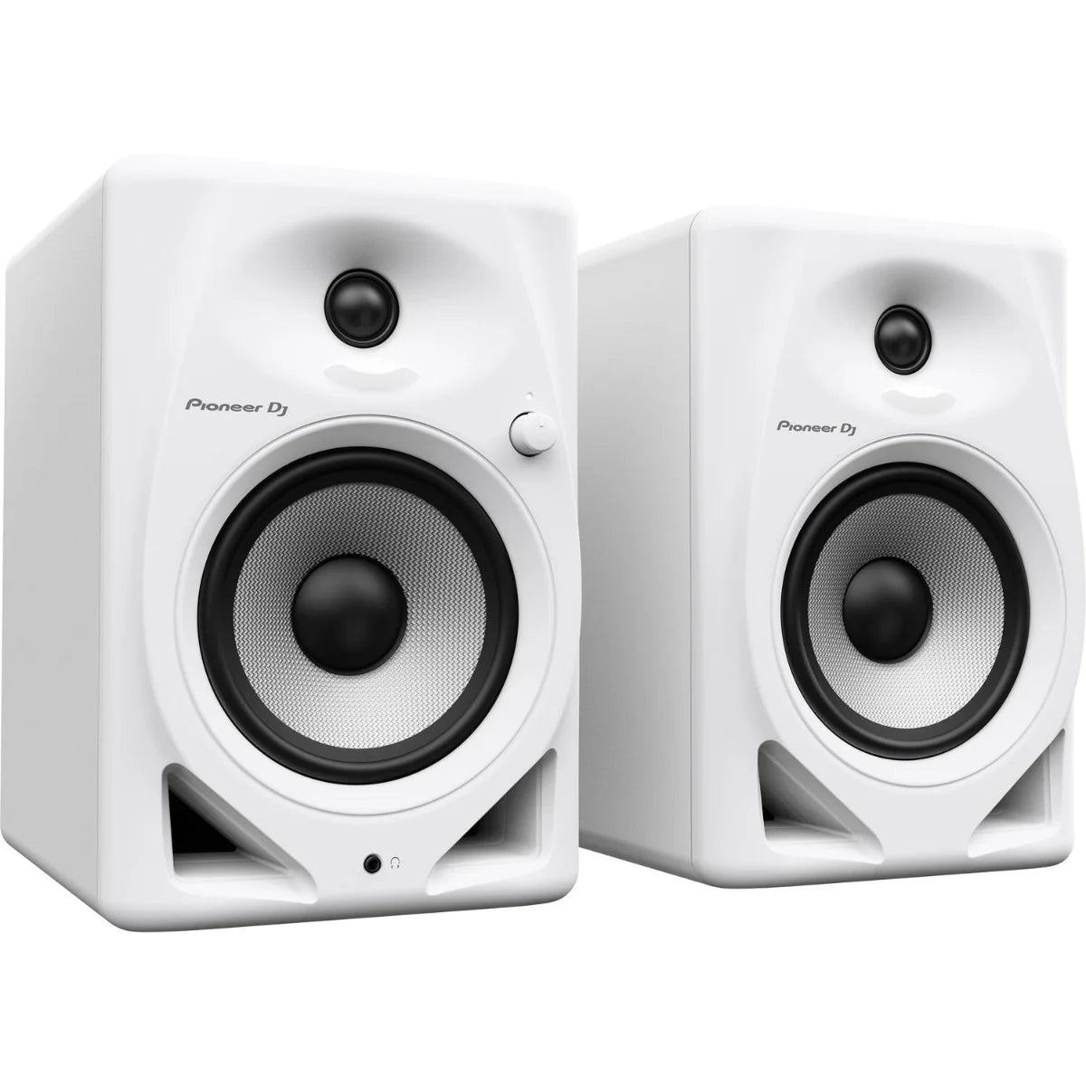 Pioneer DJ DM-50D desktop speakers, lifestyle setup, in black