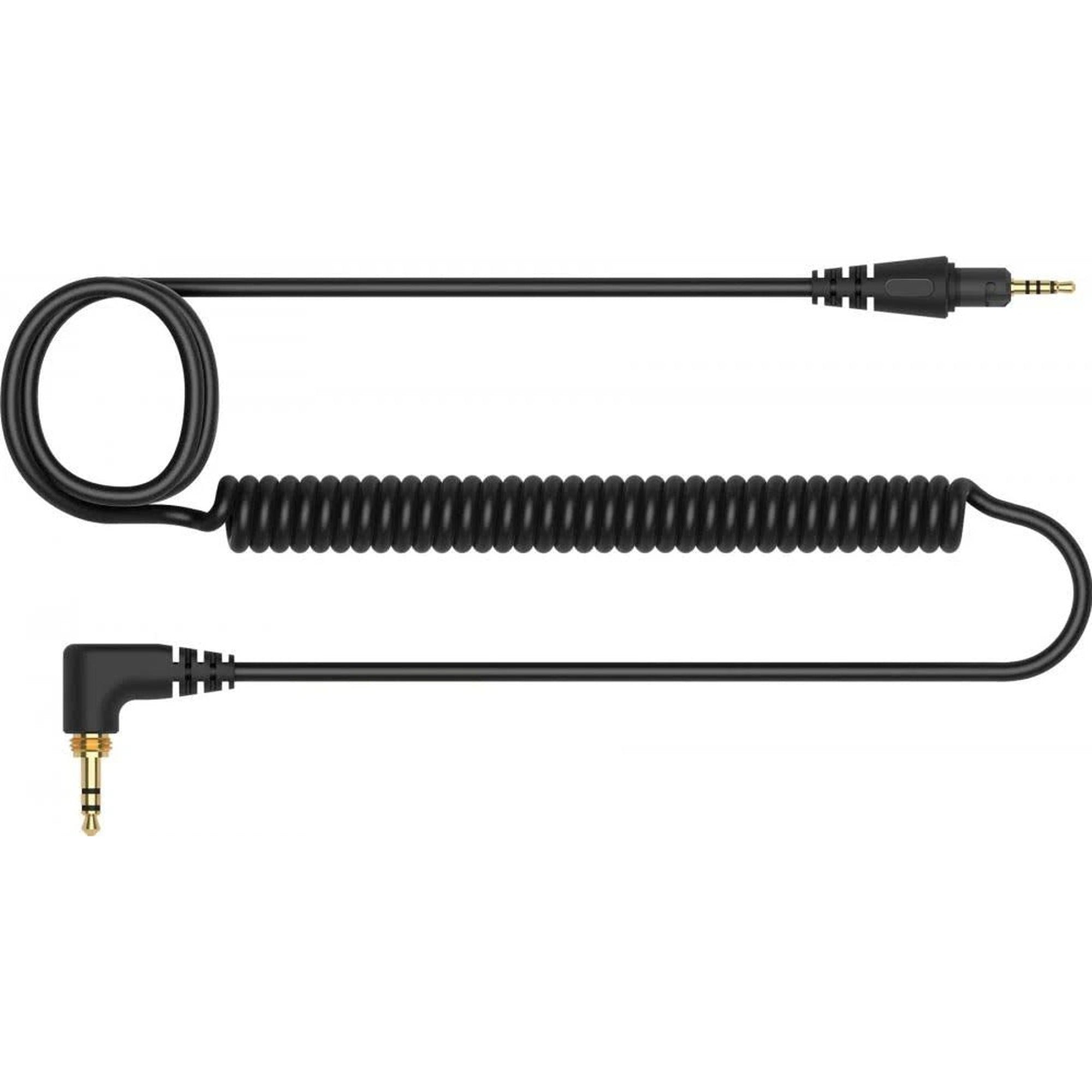 Pioneer DJ HDJ-X5 and HDJ-X7 coiled headphone cable, 1.2 meters, black with gold-plated connectors, suitable for DJ headphones.