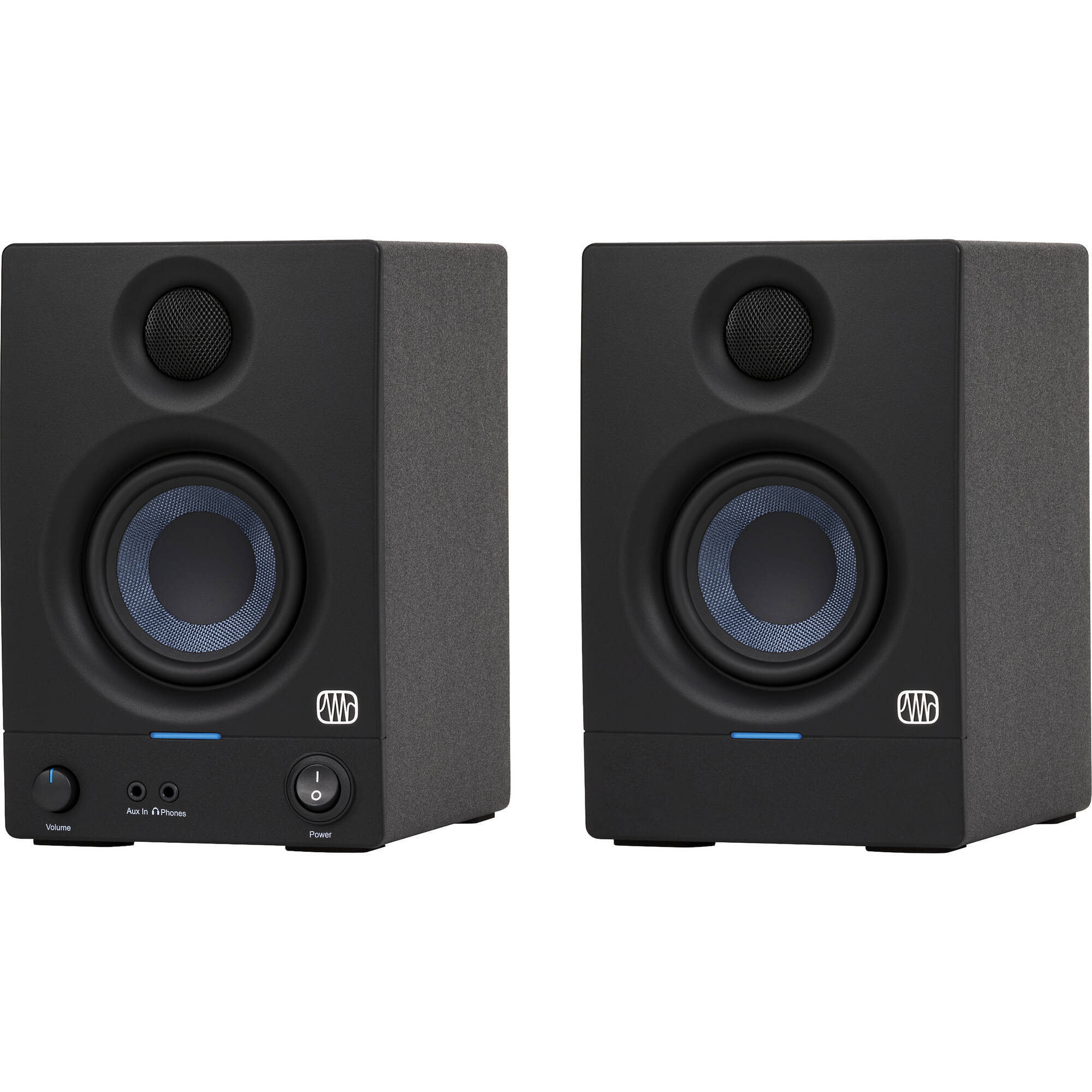 PreSonus Eris 3.5 2nd Gen desktop speakers, in black, lifestyle setting
