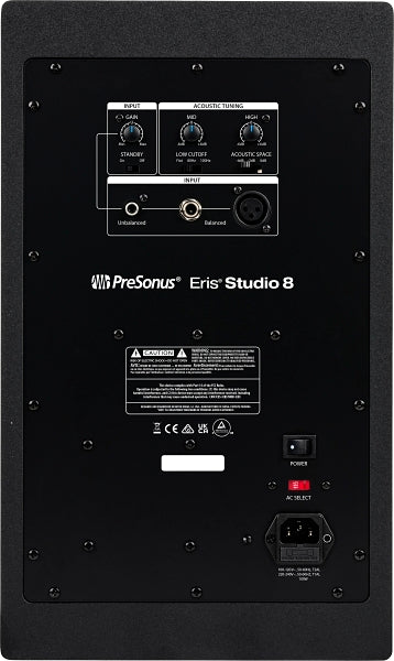 PreSonus Eris Studio 8, active nearfield monitors, back