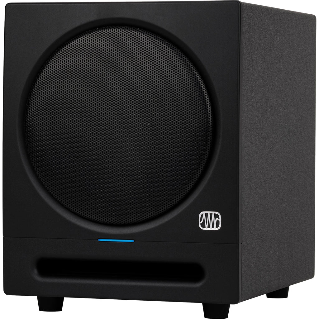 PreSonus Eris SUB 8 BT 2nd Gen subwoofer in black, rear view