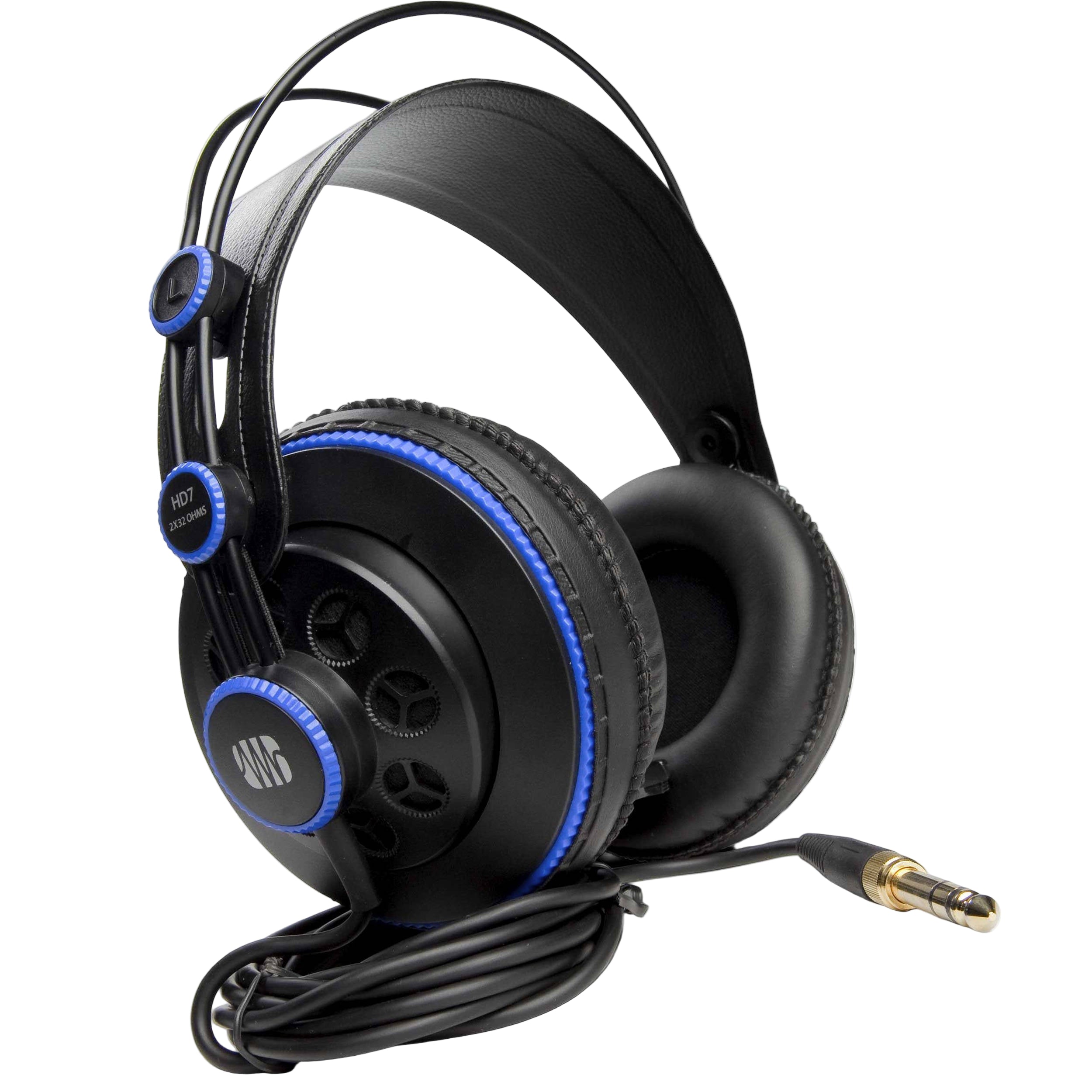 PreSonus HD7 studio headphones, angled hero view.