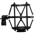 Presonus SHK-1 microphone shock mount holding a studio condenser microphone, designed to reduce vibrations and noise.