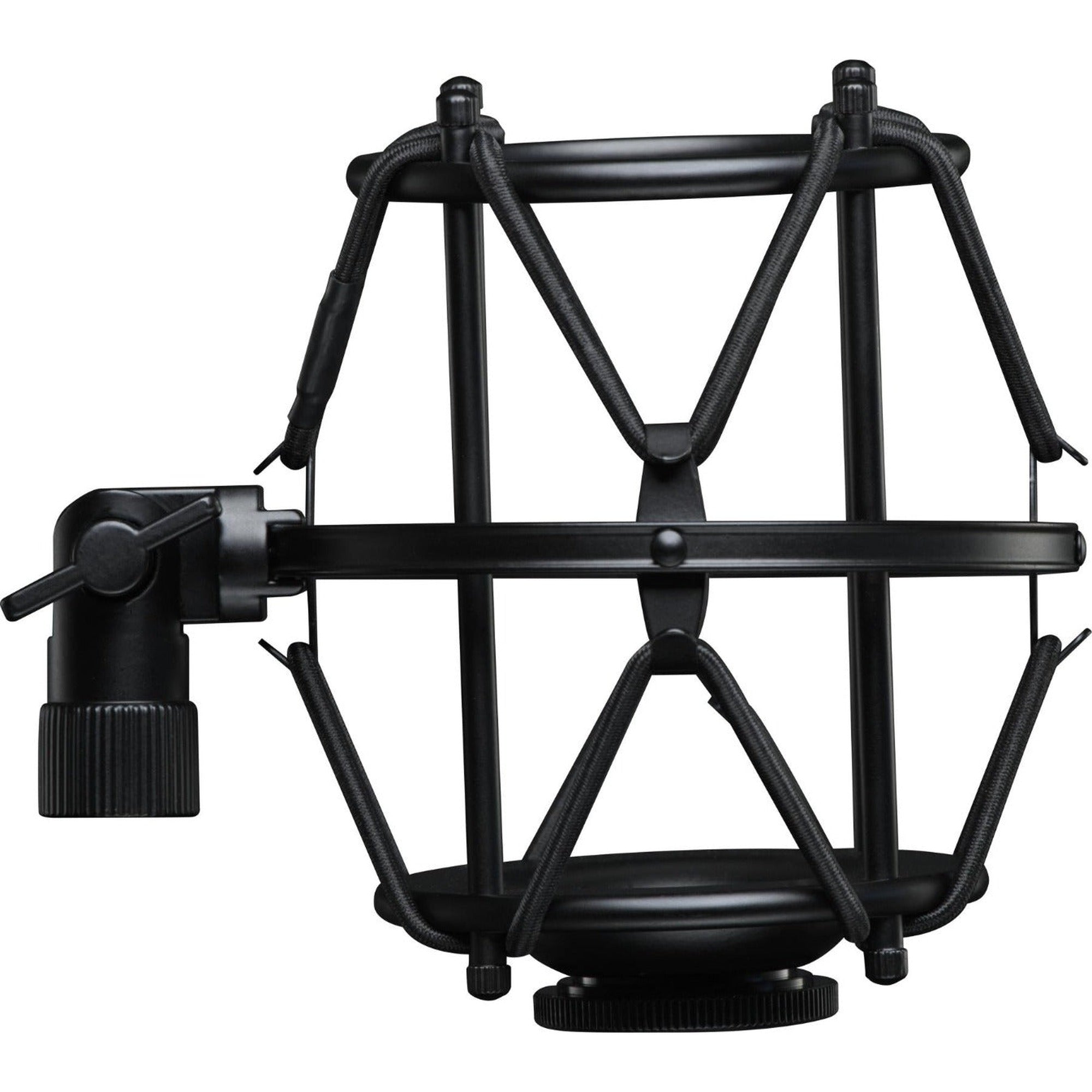 Presonus SHK-1 microphone shock mount holding a studio condenser microphone, designed to reduce vibrations and noise.
