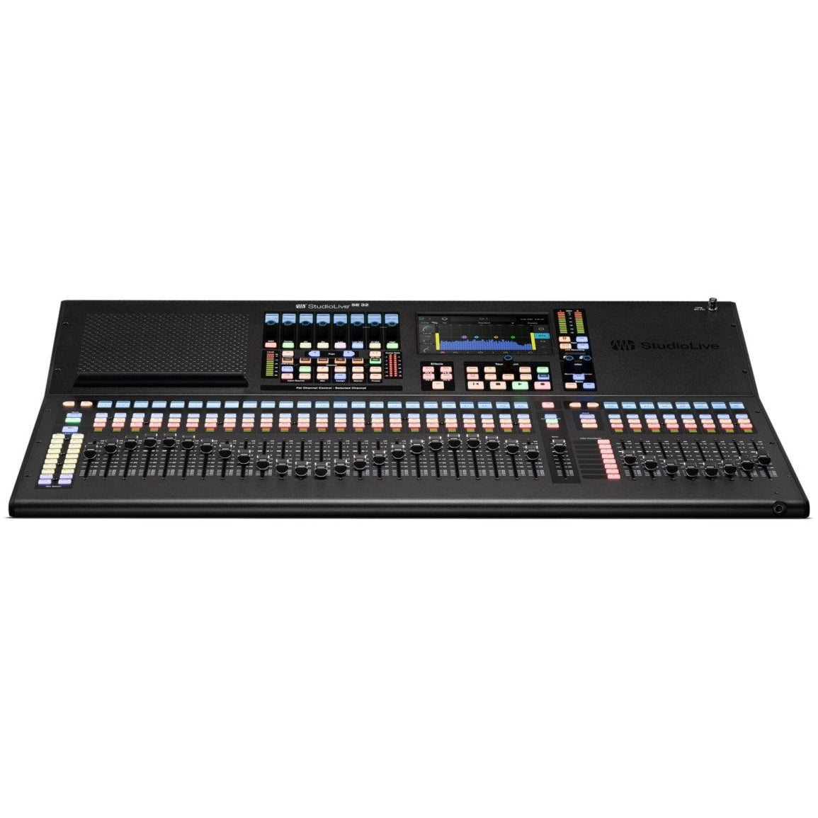 PreSonus StudioLive Series III SE 32 digital mixer with multiple knobs, faders, and input/output ports, professional audio equipment
