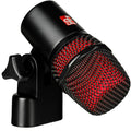 sE Electronics V BEAT dynamic microphone on a stand, showing its professional design and build quality for vocal recording.