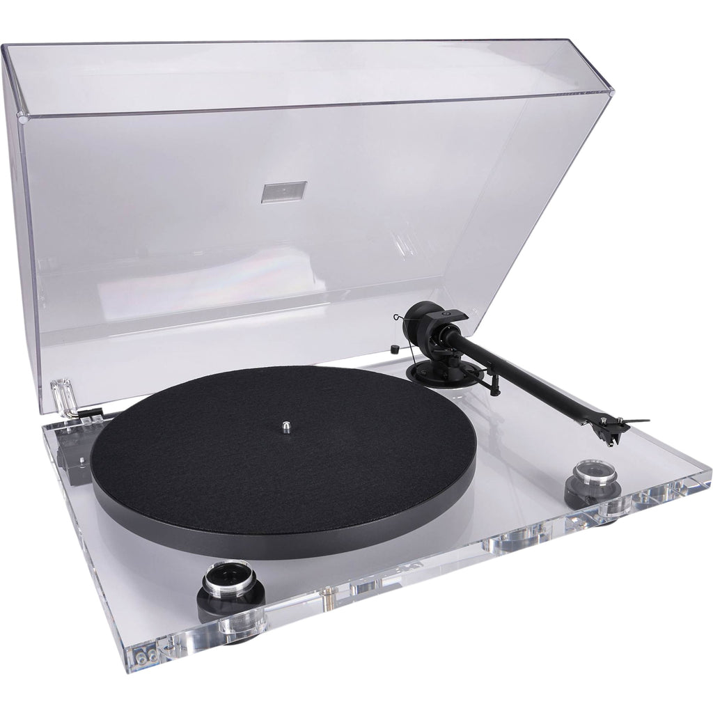 Pro-Ject XA B turntable with wooden plinth and tonearm, showcasing high-fidelity audio equipment in a sleek design.