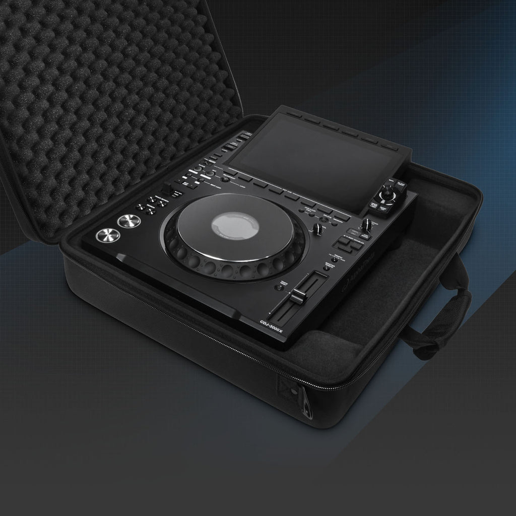Black AlphaTheta DJC-3000X DJ hard case with padded interior designed for CDJ-3000X media players.
