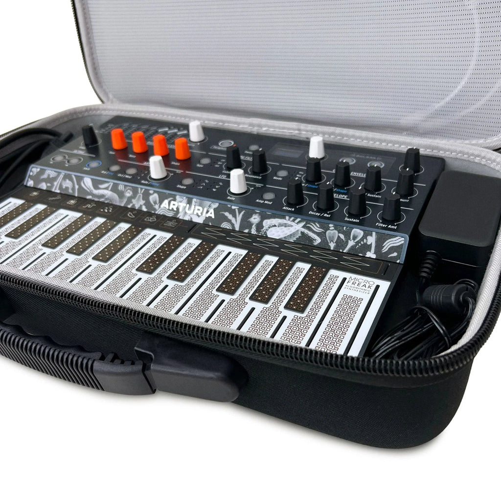 Gray Analog Cases Pulse keyboard bag designed for Arturia MiniLab and MicroFreak MIDI controllers, offering protection and portability.