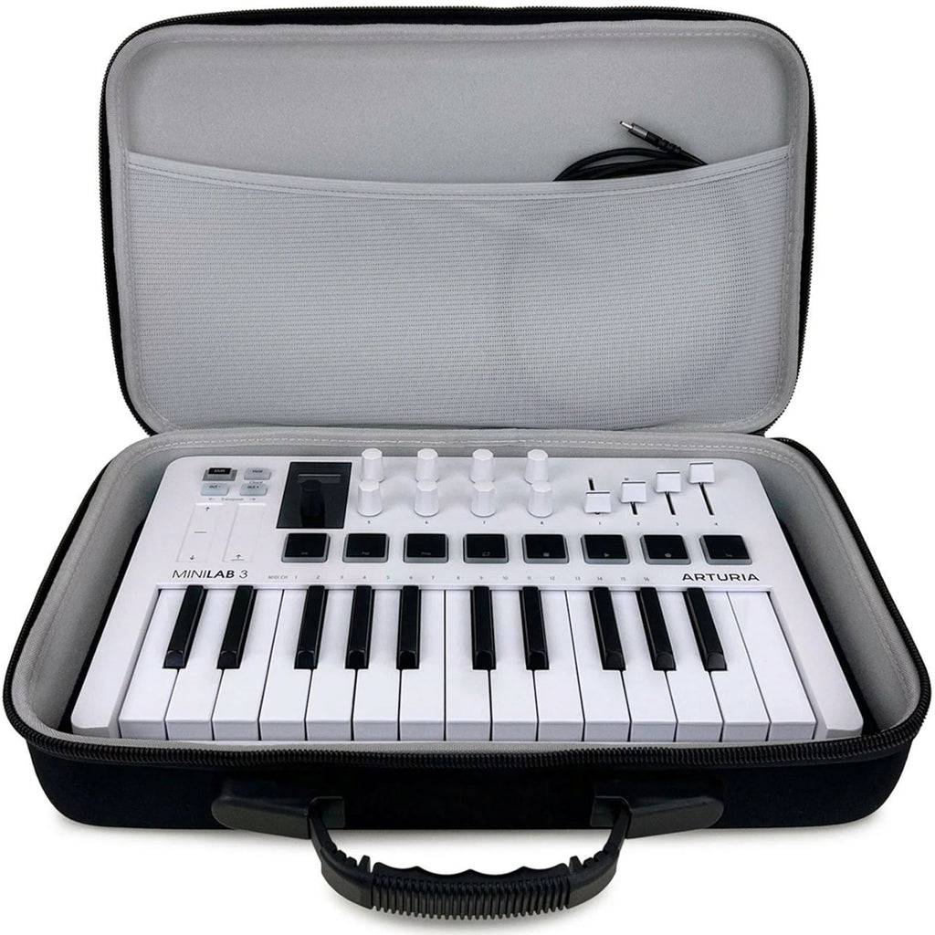 Gray Analog Cases Pulse keyboard bag designed for Arturia MiniLab and MicroFreak, with padded exterior and secure zipper closure.