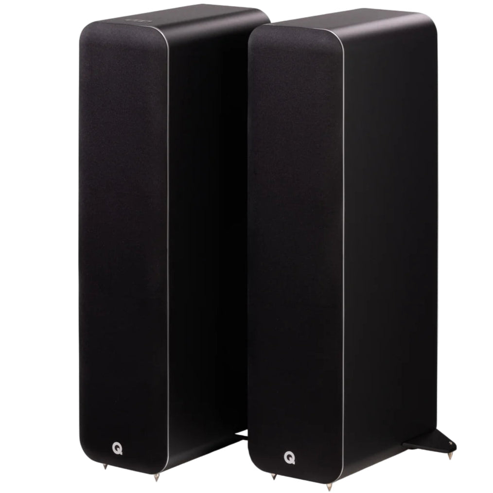 Q Acoustics M40 powered speakers, black, front view