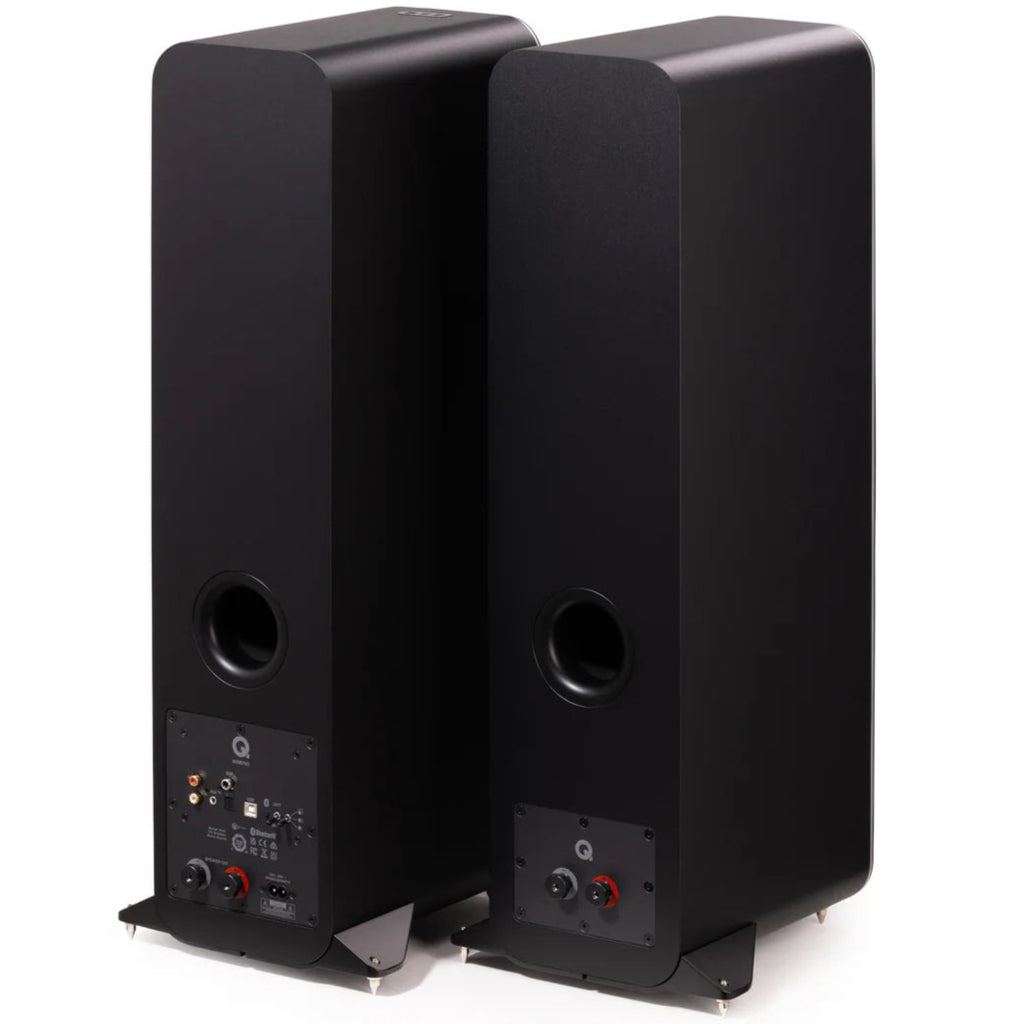Q Acoustics M40 powered speakers, black, rear view