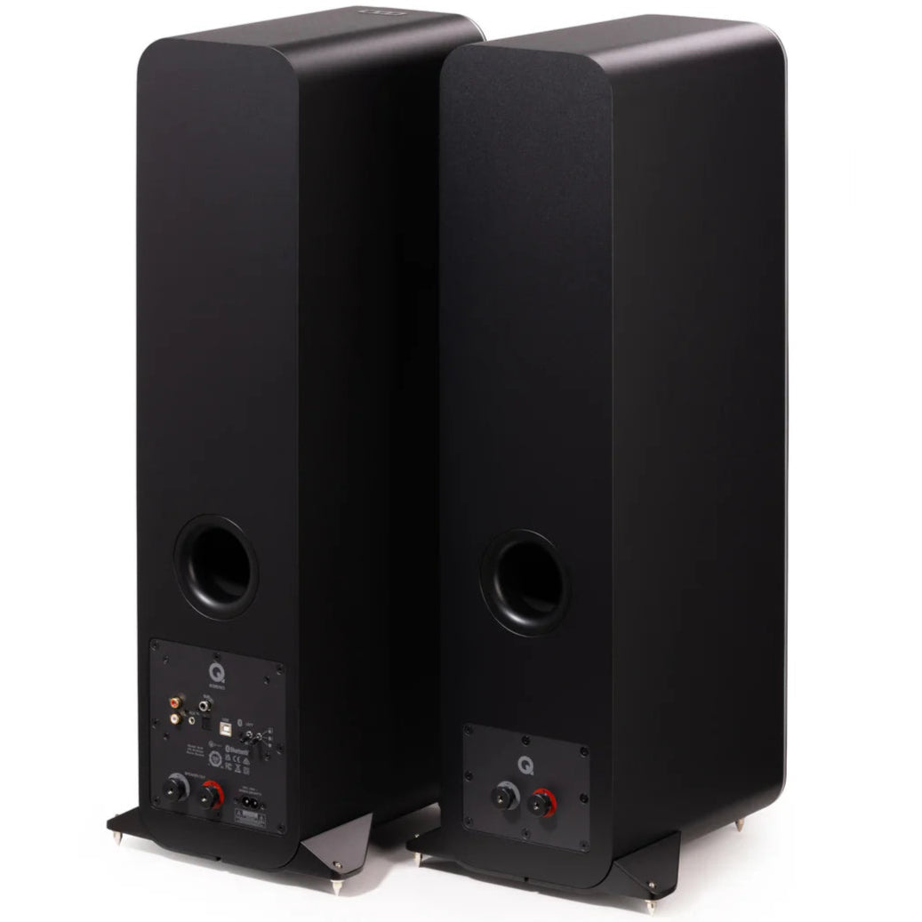 Q Acoustics M40 powered speakers, black, rear view