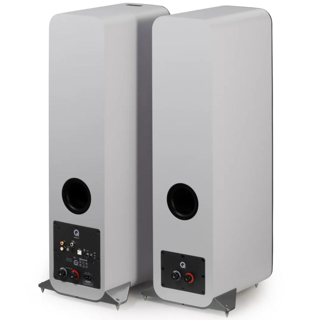 Q Acoustics M40 powered speakers, white, rear view
