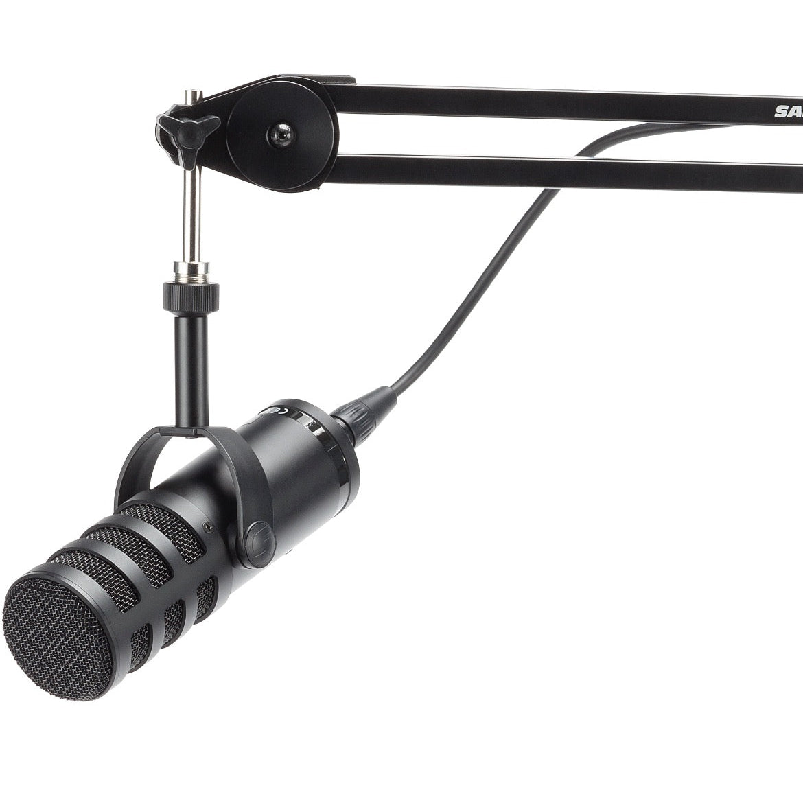 Samson Q9U dynamic microphone with built-in controls and sturdy construction, ideal for professional audio recording.