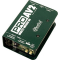 Radial Engineering PROAV2 DI box with rugged metal housing and XLR and 1/4-inch inputs for professional audio use.