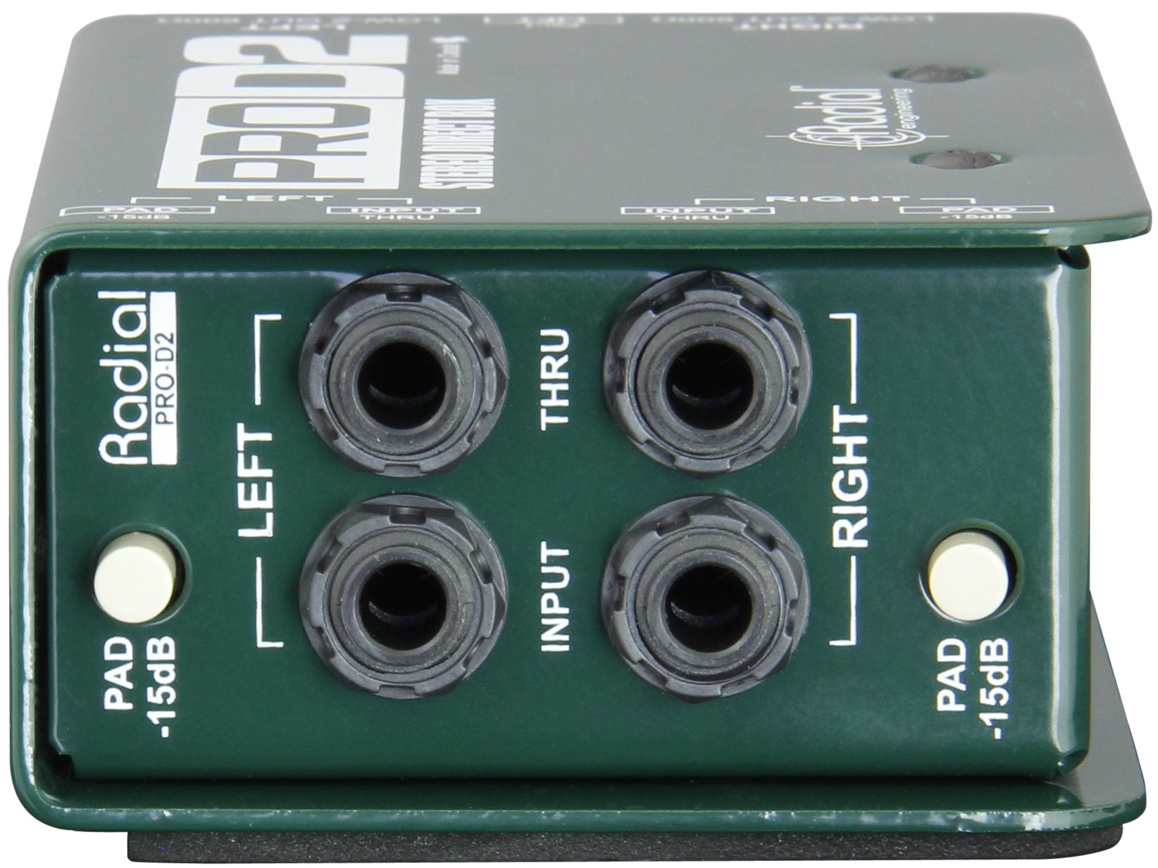 Radial Engineering ProD2 DI box, front view.